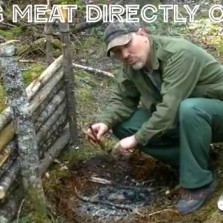 Outdoors Cooking Meat Directly On Coals